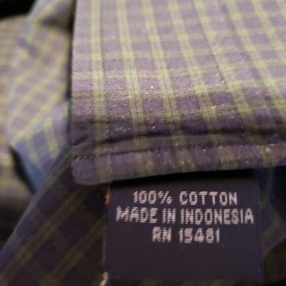 Tommy Hilfiger Navy Checkered Button Down Men's Longsleeve Shirt Sz S  ( 15.5... - Picture 5 of 5